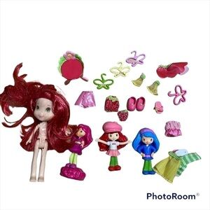 Strawberry Shortcake Toy Bundle Pink Clothing Accessories Doll